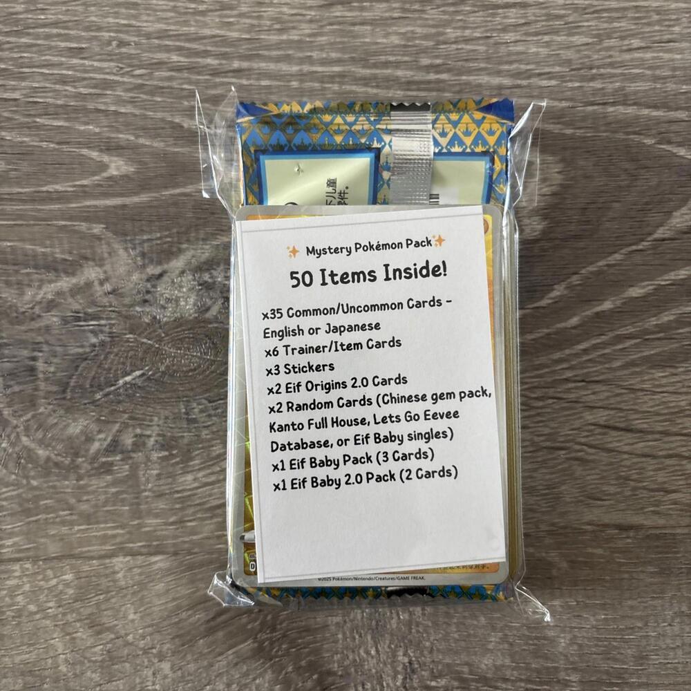 Pokémon TCG & NON TCG Mystery Pack - 50 Items Inside - Baby Eif - Picture 2 of 3
